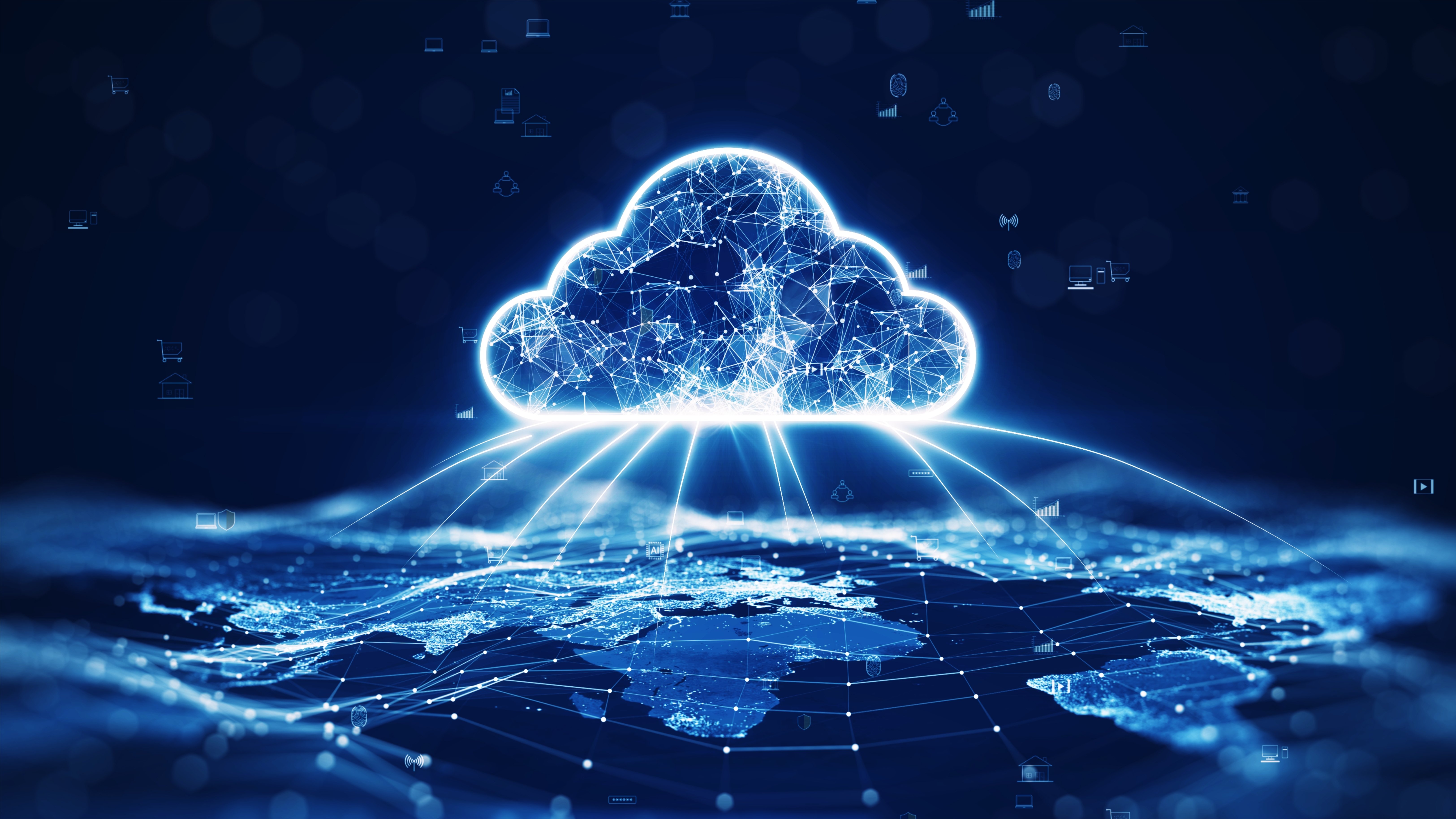 Abstract digital cloud computing network visualization